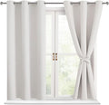 Hiasan Short Blackout Curtains for Bedroom - Thermal Insulated & Light Blocking Window Curtains for Living Room/Kids Room, 2 Drape Panels Sewn with Tiebacks, Ivory, 42 x 45 Inch by Hiasan