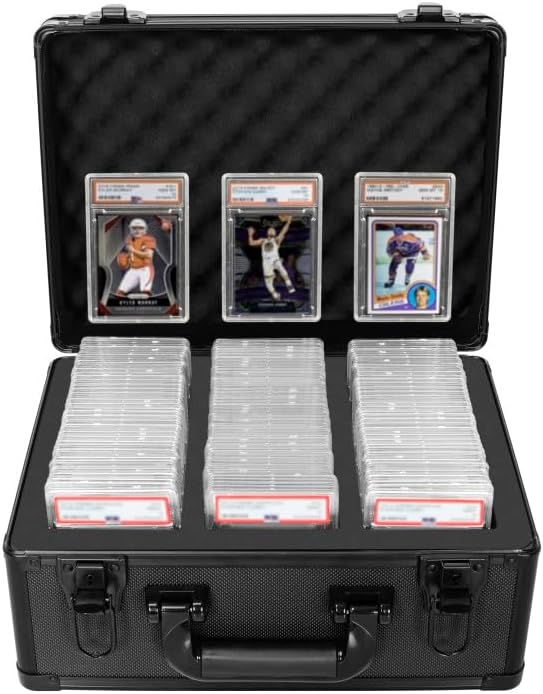 Graded Card Case - Aluminum Alloy Graded Card Storage Box Compatible with 100 Card Slabs - the Sports Trading Card Case Fits PSA, CSG, BGS by OUUTMEE