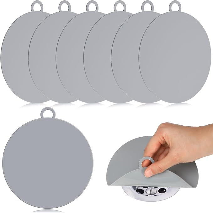 Yinkin 6 Pcs Drain Covers to Keep Bugs Out Silicone Shower Floor Tub Stoppers Bathtub Drain Stoppers Sewer Anti-Odor Mats Deodorizing Plugs for Bathroom(6 x 6 Inch,Round,Grey) by Yinkin
