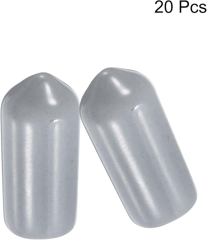 uxcell 20pcs Rubber End Caps 7mm ID Vinyl PVC Round Tube Bolt Cap Cover Screw Thread Protectors Grey - Image 2