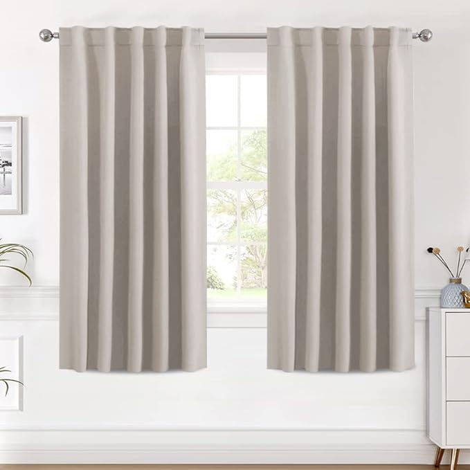 H.VERSAILTEX Blackout Curtains Thermal Insulated Window Treatment Panels Room Darkening Blackout Drapes for Living Room Back Tab/Rod Pocket Bedroom Draperies (2 Panels, Stone, 42 x 63 Inch) by HVERSAILTEX