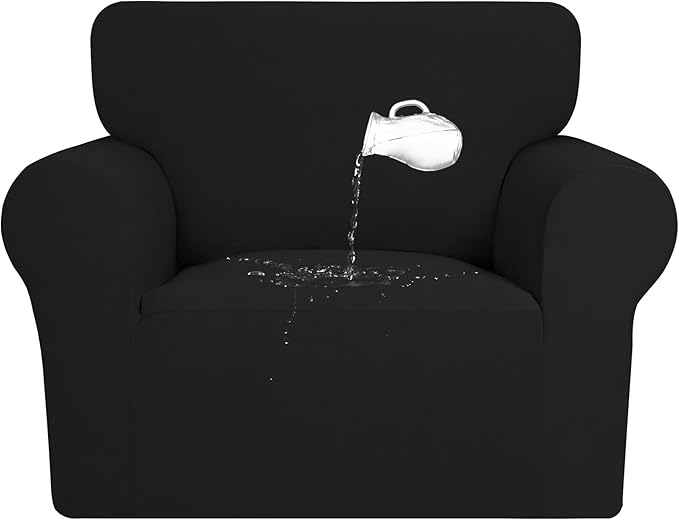 PureFit 100% Dual Waterproof Couch Cover Slipcovers for Couches and Sofas - Stretch Non Slip Fleece Sofa Covers Washable, Leakproof Furniture Protector for Kids, Pets, Dog (Chair, Black) by PureFit