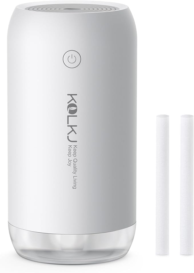 Portable Mini Humidifier, KQLKJ 350ml Small Cool Mist Humidifiers, USB Personal Desktop Humidifier for Bedroom Car Office Travel with Auto Shut-Off & 2 Mist Modes (White) by KQLKJ
