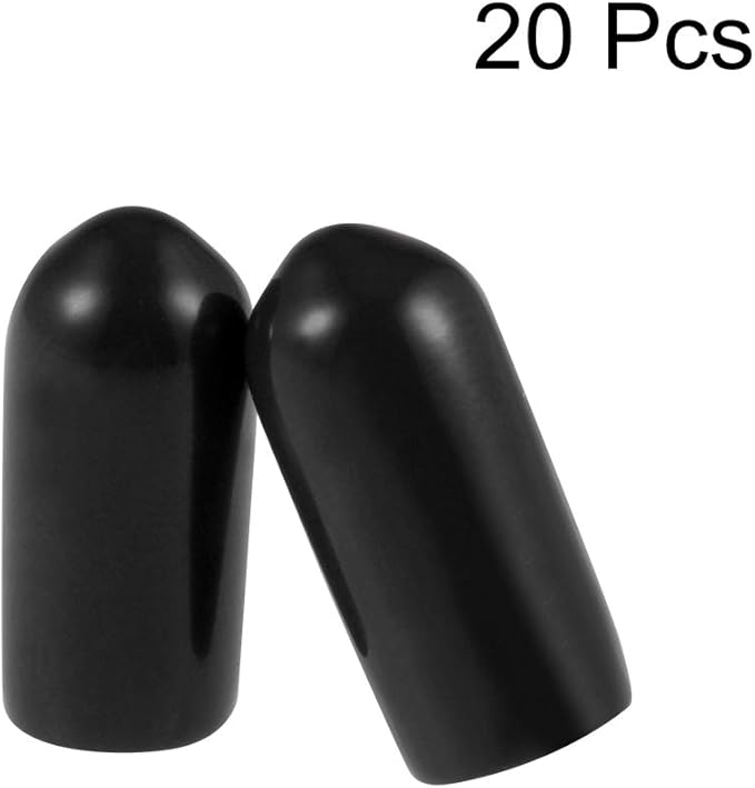 uxcell 20pcs Rubber End Caps 5mm ID Vinyl Round Tube Bolt Cap Cover Thread Protectors Black - Image 2