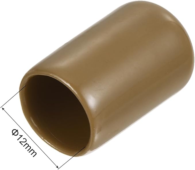 uxcell 20pcs Rubber End Caps 12mm(1/2") ID Vinyl PVC Round Tube Bolt Cap Cover Screw Thread Protectors Light Brown - Image 3