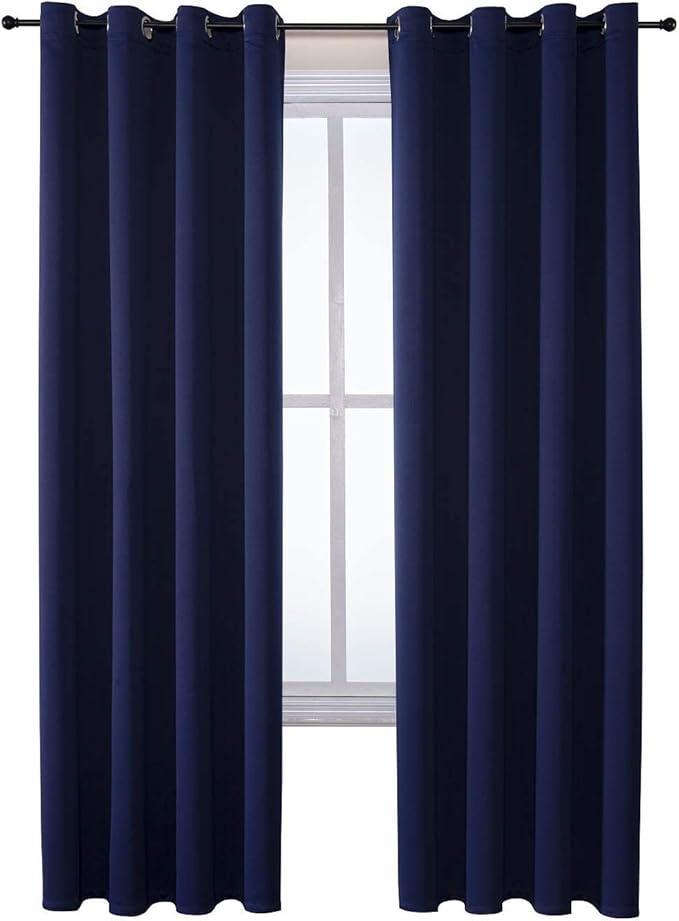 ChrisDowa Grommet Blackout Curtains for Bedroom 52 x 84 Inch - 2 Panels Set Thermal Insulated Room Darkening Curtains for Living Room, Navy Blue - Image 7