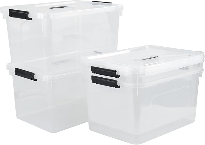 17.5 L Clear Plastic Storage Box, 4-Pack Latch Storage Bin - Image 7