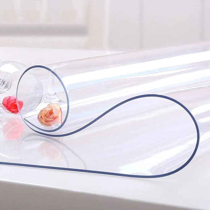 NECAUX Custom 16 x 47.3 Inch Clear Desk Cover Protector, 1.5mm Thick Plastic Heavy Duty Table Pad Desk Mat Desk Protector for Office Computer Writing Desk, Sofa Table, Media Stand, Coffee Table by NECAUX