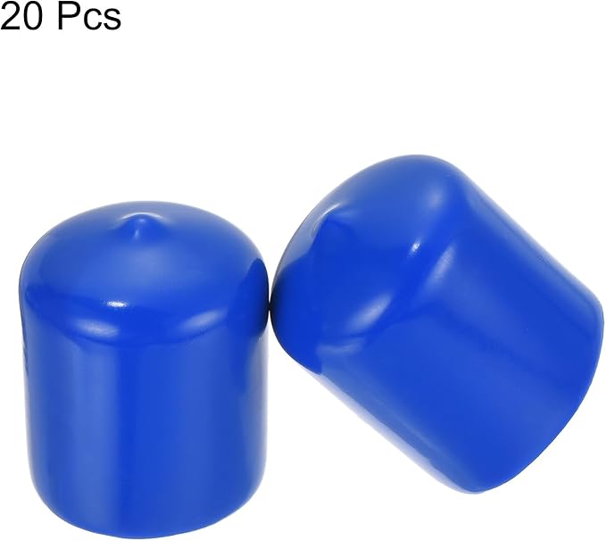 uxcell 20pcs Rubber End Caps 28mm ID Vinyl Round Tube Bolt Cap Cover Screw Thread Protectors Blue - Image 2