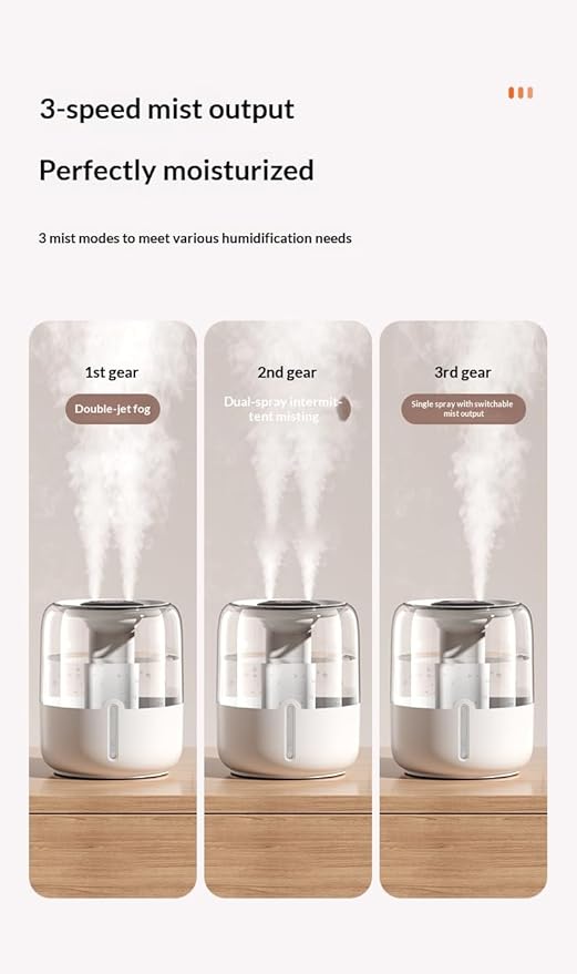 7L large-capacity humidifier, USB dual spray with night light and display screen, suitable for large rooms, dormitories, offices, bedrooms and desktops (White, Countless displays) - Image 3