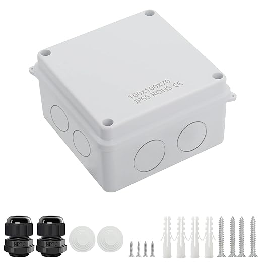 LeMotech Junction Box, Electrical Box IP65 Water Resistant Dustproof ABS Plastic Project Enclosure for Electronics White, External Size 3.9 x 3.9 x 2.8 inch by LeMotech