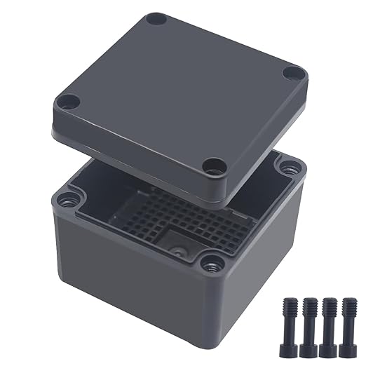 Junction Box,IP67 Waterproof ABS Black Project Box with Mounting Plate Electrical Box Enclosure for Outside Electronics 3.9 x 3.9 x 3inch(100x100x75mm) by Otdorpatio