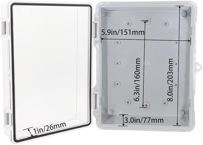 Waterproof Outdoor Electrical Box Junction Box Weatherproof IP67 ABS Plastic Enclosure Switch Router Project Box with Mounting Plate with Wall Bracket 2 Cable Glands Clear 8.7"x6.7"x4.3" - Image 4