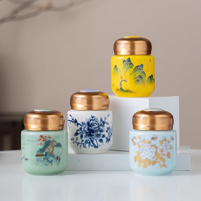 Storage Tank Ceramic Liquid Sealed Jar With Silicone Lid Leak-proof Chinese Medicine Ointment Square Jar Honey Storage Jar Ointment Tea Jar Tea Storage Caddy(B) - Image 8