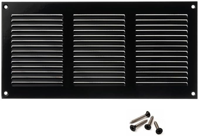 10x4 inch (Duct Opening) Vent Cover - Black Ventilation Covers for Wall and Ceiling - Metal Return Grille - HVAC AC Air Vents Register for Indoor and Outdoor Use with Mesh by ABOUT+VENT