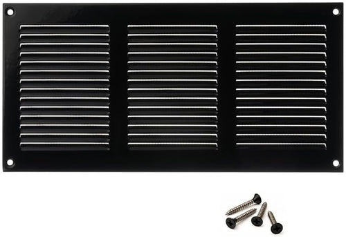 10x4 inch (Duct Opening) Vent Cover - Black Ventilation Covers for Wall and Ceiling - Metal Return Grille - HVAC AC Air Vents Register for Indoor and Outdoor Use with Mesh by ABOUT+VENT