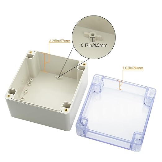 LeMotech ABS Plastic Junction Box Dustproof Waterproof IP65 Electrical Enclosure Box Universal Project Enclosure Grey with PC Transparent Clear Cover 4.7 x4.7 x3.5 inch(120 x 120 x 90 mm) - Image 4