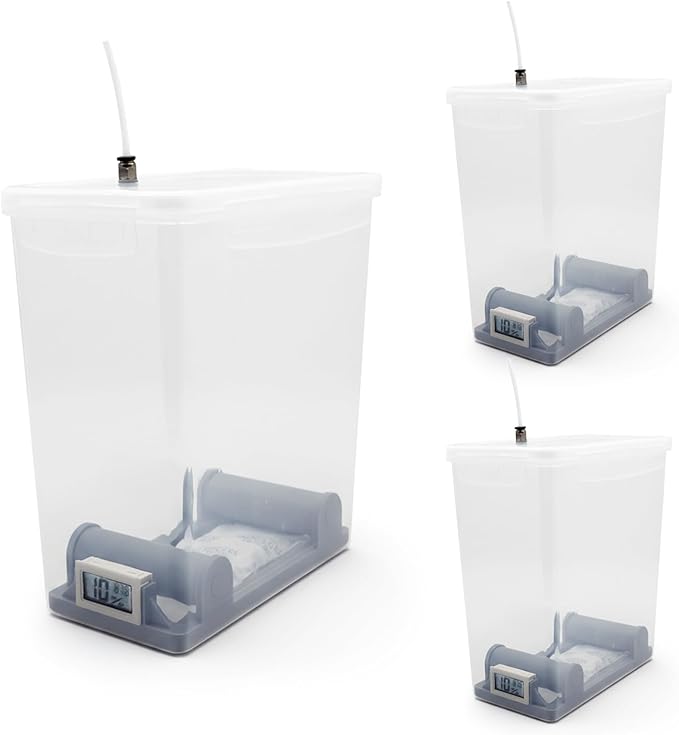 3 Sets 3D Printing Filament Storage Box, 5.8L Dryer Box Continuous Filament Sealing and Protection While Printing, Compatible with 1kg PLA PETG ABS TPU 1.75mm 2.85mm, Stackable Bins (Gray) by ANQUORA