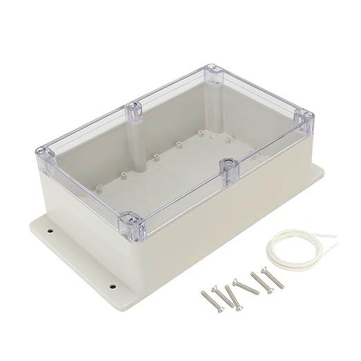 ABS Plastic Junction Box, Dustproof Weatherproof IP65 Electrical Box - Universal Project Enclosure Pale Pale Grey, with PC Transparent/Clear Cover and Fixed Ear 9.1"x5.9"x3.4"(230x150x87mm) by AWCLUB