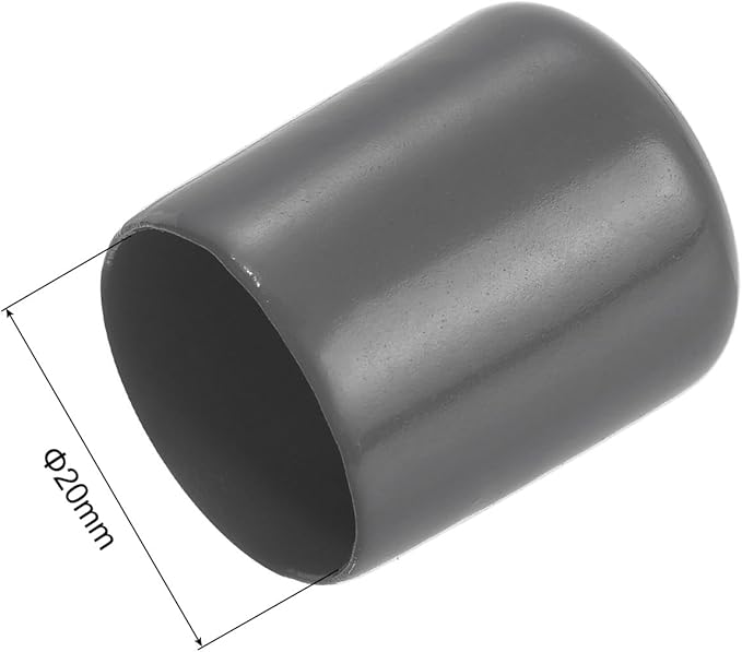 uxcell 20pcs Rubber End Caps 20mm ID Vinyl PVC Round Tube Bolt Cap Cover Screw Thread Protectors Dark Grey - Image 3