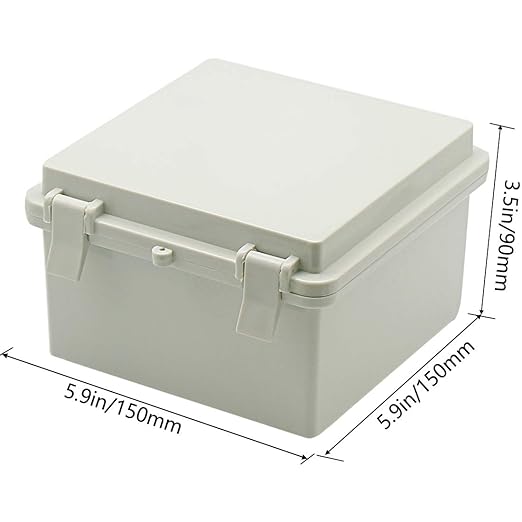 Zulkit Junction Box ABS Plastic Dustproof Waterproof IP65 Electrical Boxes Hinged Shell Outdoor Universal Project Enclosure with 2 Cable Glands 5.9 x 5.9 x 3.5 inch (150x150x90 mm) - Image 2