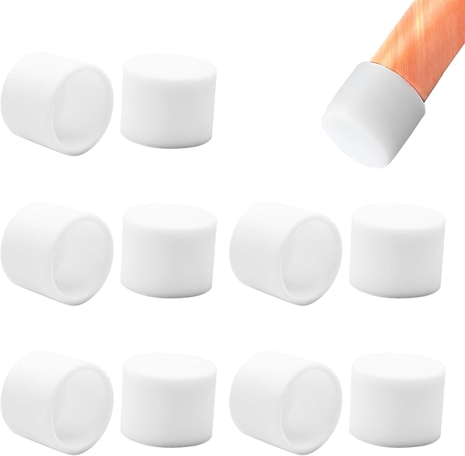 10 Pcs 1" (26 mm) Round Chair Leg Tips Caps, Silicone Rubber Furniture Leg Floor Protectors, Reduce Noise Folding Metal Chair Leg Cap Replacement for Bar Stool Leg Patio Indoor, White by BOPOREAE