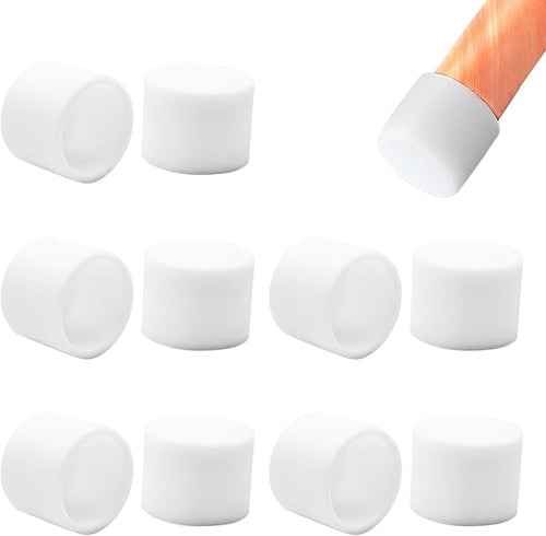 10 Pcs 1" (26 mm) Round Chair Leg Tips Caps, Silicone Rubber Furniture Leg Floor Protectors, Reduce Noise Folding Metal Chair Leg Cap Replacement for Bar Stool Leg Patio Indoor, White by BOPOREAE