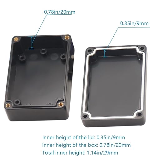 Junction Box, Zulkit Project Box IP65 Waterproof Outdoor Box ABS Plastic Electrical Boxes Electronic Enclosure Black 3.27 x 2.28 x 1.30(Pack of 4) - Image 6