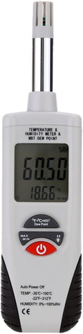 Lancoon Digital Psychrometer, Mini Portable Thermo-Hygrometer Temperature Humidity Meter with Dew Point/Wet Bulb Temperature and -22°F to 199°F(-30°C to 100°C) Range for Industry Agriculture HVAC by Lancoon