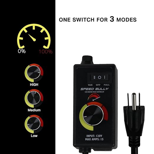 Speed Bully Motor Fan Speed Controller 120V, Variable Speed Controller for Electric Motor, Fans, Pumps, Routers, AC & DC Motors, Inline Duct Fan Controller, Perfect AC Motor Speed Control - Image 3