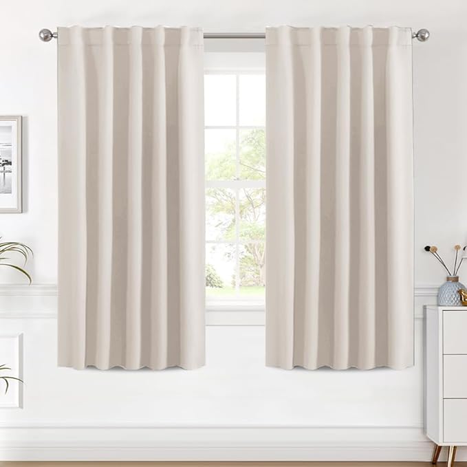 H.VERSAILTEX Blackout Curtains Thermal Insulated Window Treatment Panels Room Darkening Blackout Drapes for Living Room Back Tab/Rod Pocket Bedroom Draperies (2 Panels, Natural, 42 x 63 Inch) by HVERSAILTEX