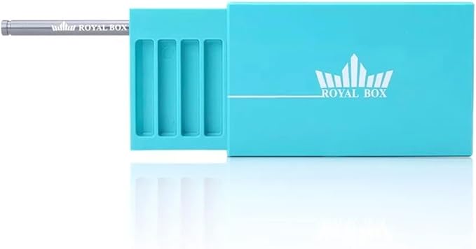 Generic Original Royal Box Turquoise Blue 8 Compartment Snuff Storage Box with Built in 3"" Metal Alloy Straw, Black - Image 5