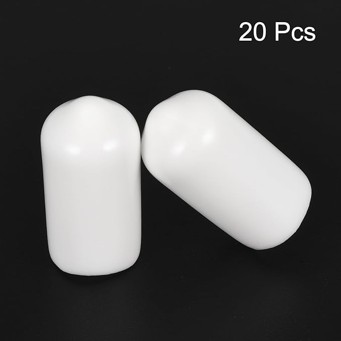 uxcell 20pcs Rubber End Caps 8mm(5/16") ID Vinyl Round End Cap Cover Screw Thread Protectors White - Image 2