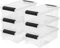 IRIS USA 6-Pack Storage Bins with Lids, 6 Quart, Made in USA Stackable See-Through Organizing Solution Latches Durable Nestable Containers Secure Pull Handle, BPA-Free Plastic by IRISUSA