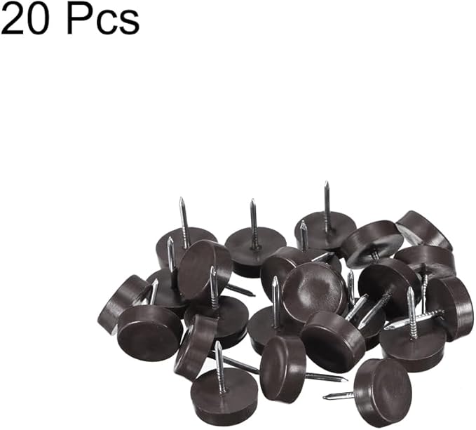 uxcell Furniture Feet Nail Plastic Glide Nails Chair Table Leg Protector Pads 14mm Dia Brown 20pcs - Image 3