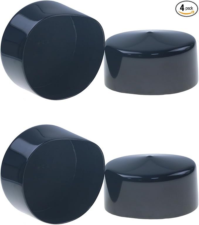 Acocony 2 3/4 Inch Rubber Cap Round 2.75 Inch Rubber End Caps PVC Flexible Protector Plastic Plugs for Round Holes Black Pack of 4 by Acocony