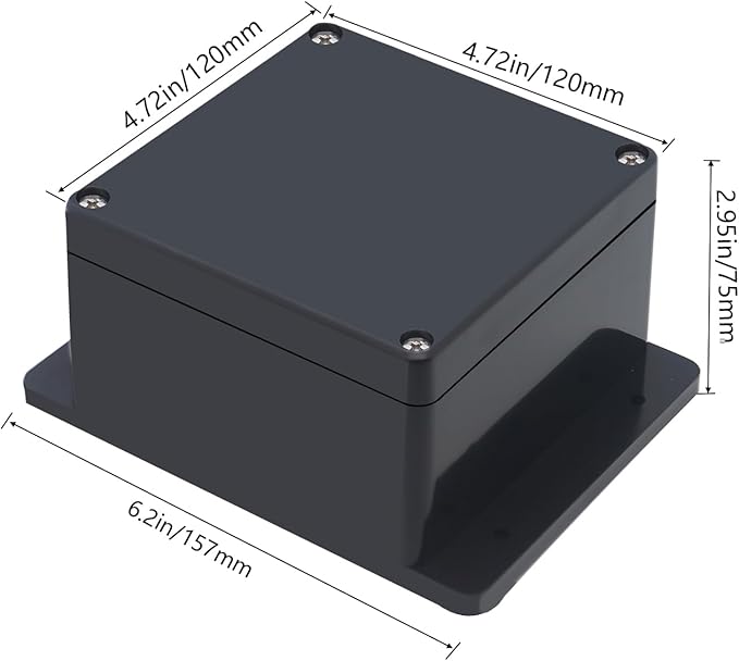 Project Box ABS Plastic Black Electrical Boxes IP65 Waterproof DIY Electronic Junction Box Power Enclosure with Fixed Ear 4.7x4.7x3inch (120x120x75 mm) - Image 2
