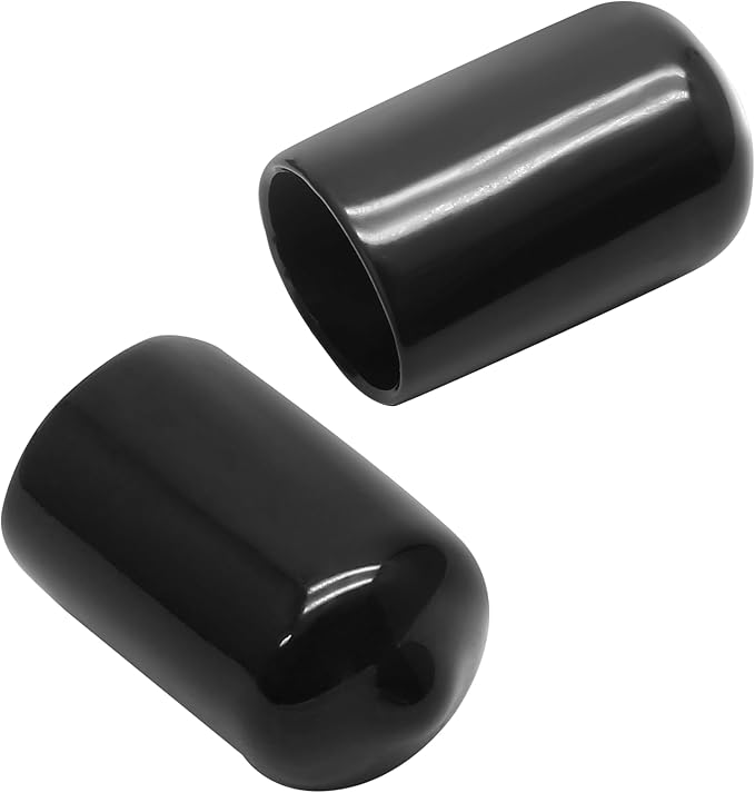 12 Pcs Round Rubber End Caps 1/2" (12mm) ID Vinyl Flexible Bolt Chair Foot Covers Screw Thread Chair Leg Protectors for Round Tubing Bolt Desk Chair Leg (Black) - Image 3