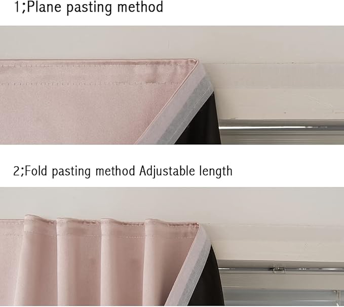 Autohesion Curtains for Windows,Bedroom Blackout Curtains for - Thermal Lnsulated No Drill Curtains Room Darkening Black Small Drapes, JILRON,(1 Panels,35Wx48L inch-Tender Pink) - Image 9