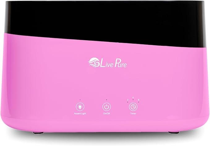 LivePure LP300HUM Aqua Flame Cool Mist Humidifier – Small Ultrasonic Plant Humidifier Indoor with Essential Oil Diffuser – Dorm Essentials, Apartment, Desks & Home Office Rose Quartz - 0.20 Gal/ .75L by LivePure