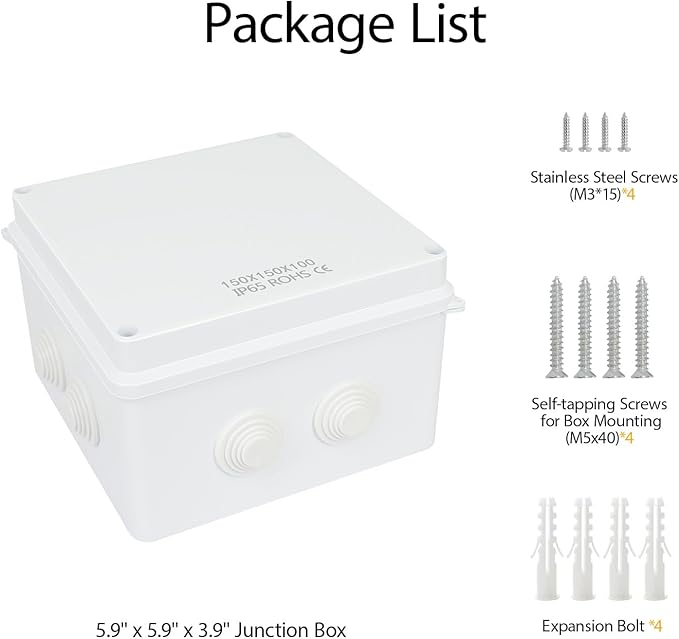 LeMotech Junction Box, ABS Plastic IP65 Waterproof and Dustproof, Universal Electrical Enclosure, Outdoor and Indoor Project Box 5.9X 5.9X 3.9 inch (150 x 150 x 100 mm) - Image 8