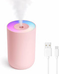 230ML Humidifier for Bedroom, Air Humidifier for Home, Plant Humidifiers Indoor Small with LED Colorful Gradient Light, USB Powered for Desk, Car, Travel, Hotel Room (Pink) by Unknown