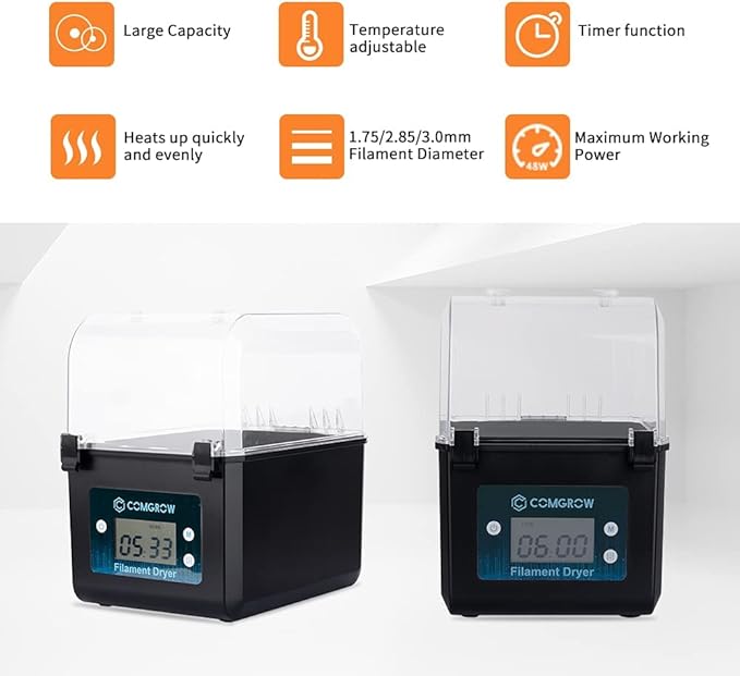 Comgrow Filament Dryer, Upgraded Filament Dry Box, Large-Capacity 3D Filament Dehydrator for 2KG Filament, Compatible with 1.75mm, 2.85mm Filament and PLA PETG TPU ABS Material - Image 3