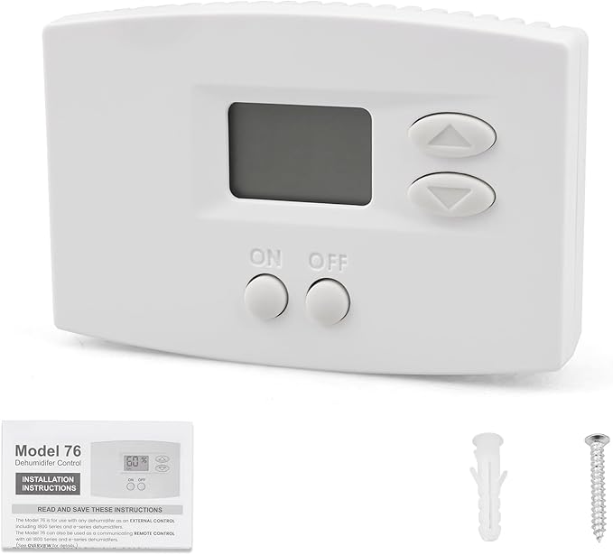 76 Digital Wall Mount Dehumidifier Control Compatible with 1800 Series & E-Series Whole House Dehumidifiers, Wall Mounted 24V AC Thermostat & Humidistat by Unknown