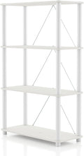Homes: Inside + Out Apexa Modern 4-Tier Wide Shelving Units, Collectibles Display Shelves, Easy Assembly Standing Shelf, Home Storage Organizer for Living Room, Bedroom, Office, White by HOMESInsideOut