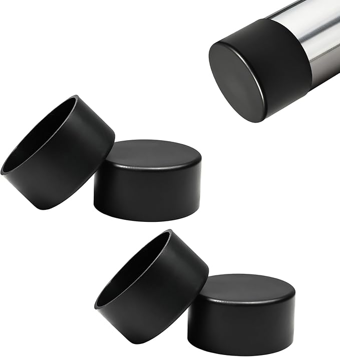 4 Pcs 2-1/2" (63 mm) Round Chair Leg Tips Caps, Silicone Rubber Furniture Leg Floor Protectors, Reduce Noise Folding Metal Chair Leg Cap Replacement for Bar Stool Leg Patio Indoor, Black by BOPOREAE