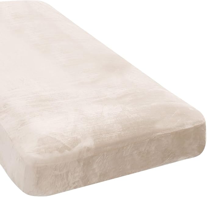 H.VERSAILTEX Velvet Stretch Individual Chaise Cover Sectional Couch Covers for L Shaped Sofa Both Left/Right Furniture Protector Seat Cushion Sofa Cover (1 Piece Chaise Cover, Ivory) by HVERSAILTEX