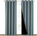 NICETOWN 100% Blackout Curtains for Bedroom 84 incehs Long, Privacy Protection & Noise Reducing Full Shade Drapes with Black Liner, Insulated Window Treatment, 2 Pieces, 52" W per Panel, Stormy Sea by NICETOWN