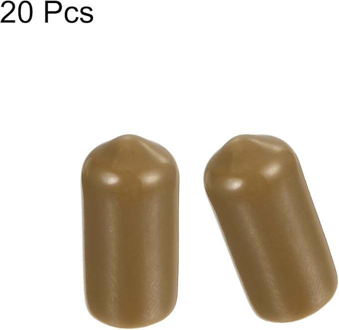 uxcell 20pcs Rubber End Caps 7.5mm ID Vinyl PVC Round Tube Bolt Cap Cover Screw Thread Protectors Light Brown - Image 2