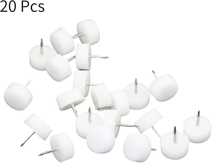 20 Pcs Furniture Feet Nail Plastic Glide Nails Round Chair Table Leg Protector Pads 0.79×0.79inch White - Image 4